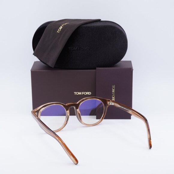 Tom Ford FT5931-D-B 045 Eyeglasses Light Brown 49mm Round Frame - Picture 8 of 9